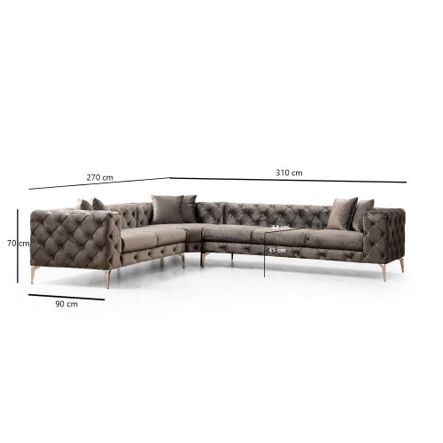 Atelier Del Sofa Kutna garnitura, Antracit, Como Right -Anthracite slika 6