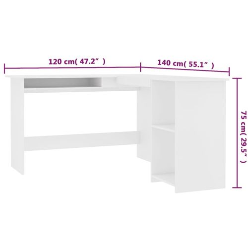 Kutni radni stol bijeli 120 x 140 x 75 cm od iverice slika 20