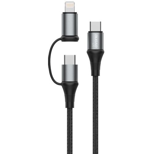 Dudao 2u1 kabel USB tip C PD - USB tip C Power Delivery (60 W) + Lightning (18 W) 1 m siva slika 4