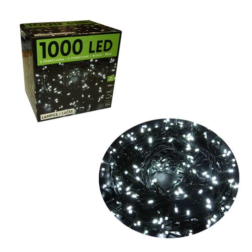 1000 LED, lampica, svjetlost bijela, 8 funkcija slika 1