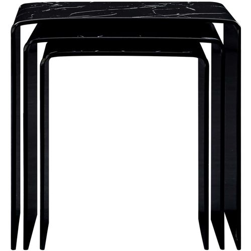 Stolići za kavu 3 kom crni s mramornim efektom 42x42x41,5 cm slika 2