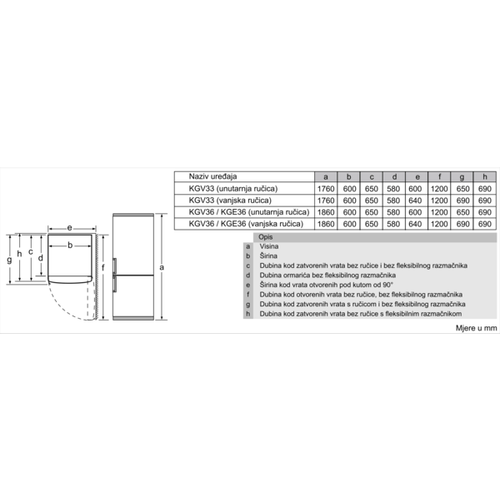 Bosch kombinirani hladnjak KGE36ALCA slika 7