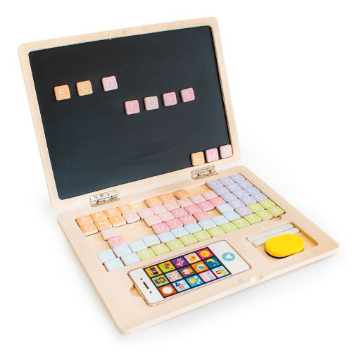 EcoToys dječji edukacijski drveni laptop 2u1 s dodacima slika 3