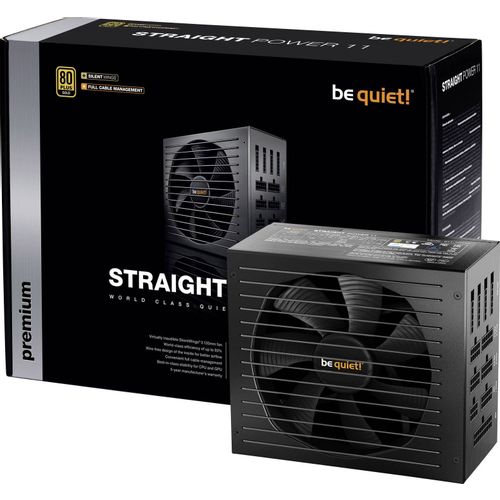 be quiet! BN285 STRAIGHT POWER 11 1000W, 80 PLUS Gold efficiency (up to 93%), Virtually inaudible Silent Wings 3 135mm fan, Four PCIe connectors for overclocked high-end GPUs slika 1