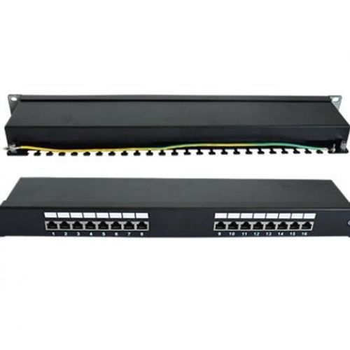 NaviaTec Cat6 Shielded 16-Port Patch Panel Black slika 1