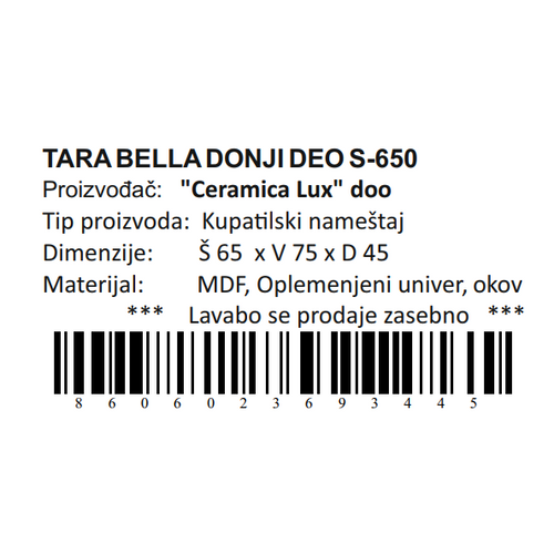 Ceramica lux   Tara Bella donji deo S-650 300489 slika 8