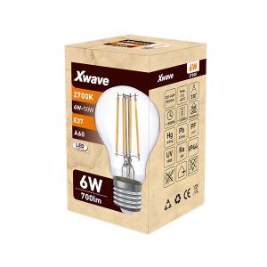 Xwave E27 6W SL-F-A6-2700K Filament Sijalica 2700K,220V,700Lm,Toplo Bela