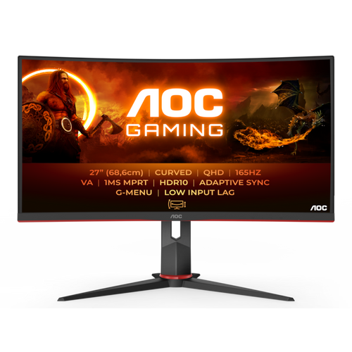 AOC CQ27G2S/BK Monitor 27"/VA,zakrivljen/2560x1440/144Hz/1ms MPRT/HDMIx2,DP/freesync/visina/crna slika 1