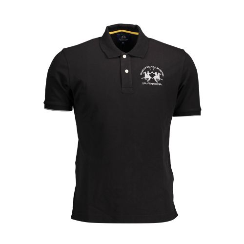 LA MARTINA MEN'S BLACK SHORT SLEEVED POLO SHIRT slika 1