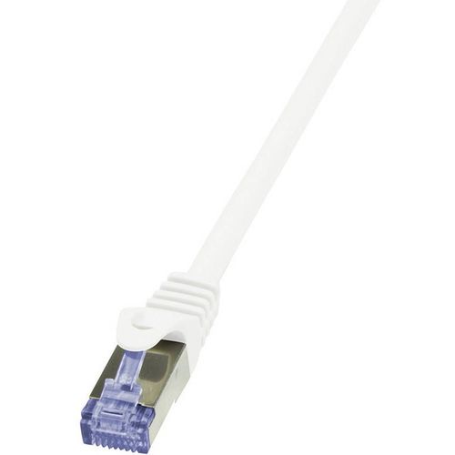 LogiLink CQ3111S RJ45 mrežni kabel, Patch kabel cat 6a S/FTP 20.00 m bijela vatrostalan, sa zaštitom za nosić 1 St. slika 1