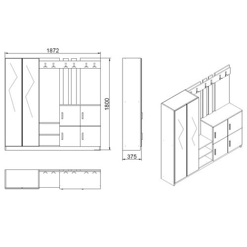 Hanah Home DD9 - AA Atlantic Pine Antracit Predsoblje slika 6