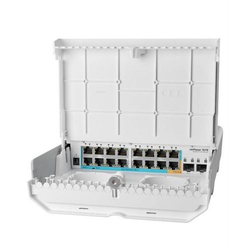 MikroTik outdoor 18 port switch with 15 reverse PoE ports and SFP slika 1