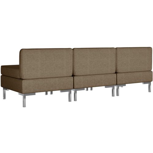 Modularne srednje sofe s jastucima 3 kom od tkanine smeđe slika 5