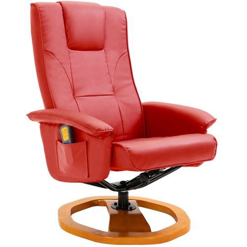 Masažna fotelja s osloncem za noge od umjetne kože crvena slika 47