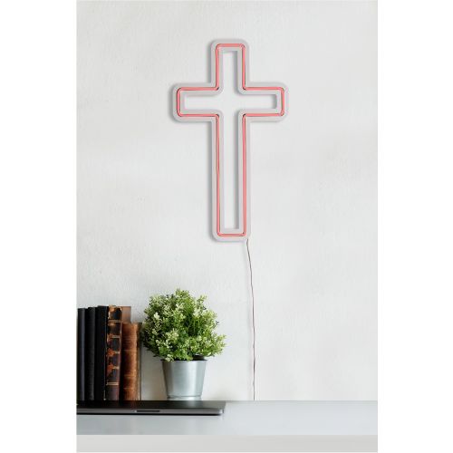 Wallity Ukrasna plastična LED rasvjeta, Cross Sign - Pink slika 11