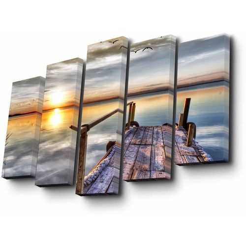 5PUC-048 Multicolor Decorative Canvas Painting (5 Pieces) slika 3