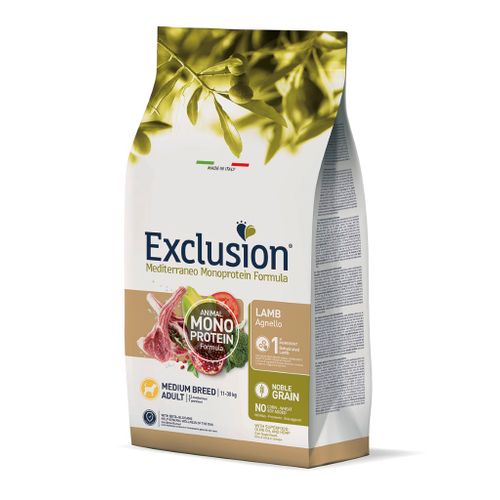 Exclusion Mediterraneo Monoprotein Formula Adult Medium, potpuna hrana za pse srednjih pasmina, janjetina, 12 kg slika 1