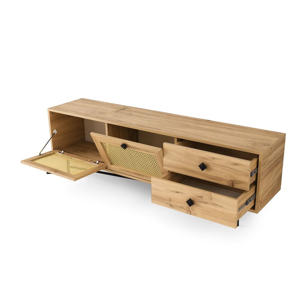 Hapsiyas 180 Oak Black TV Stand slika 4