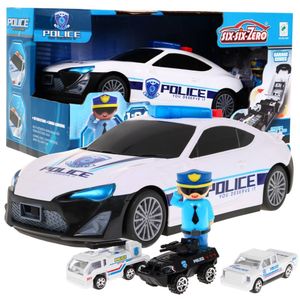Policijski auto s manjim vozilima i policajcem