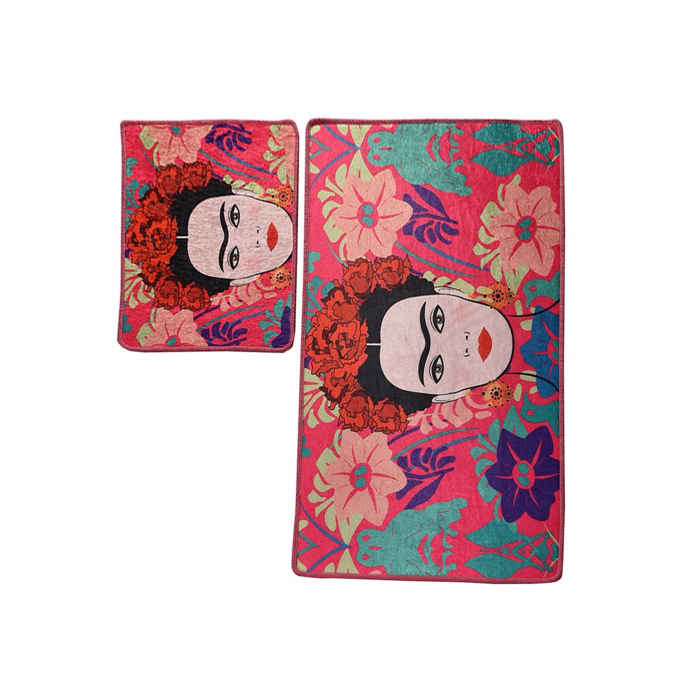 Set prostirki za kupatilo (2 komada) Frida - Roza, boja: višebojna slika 5