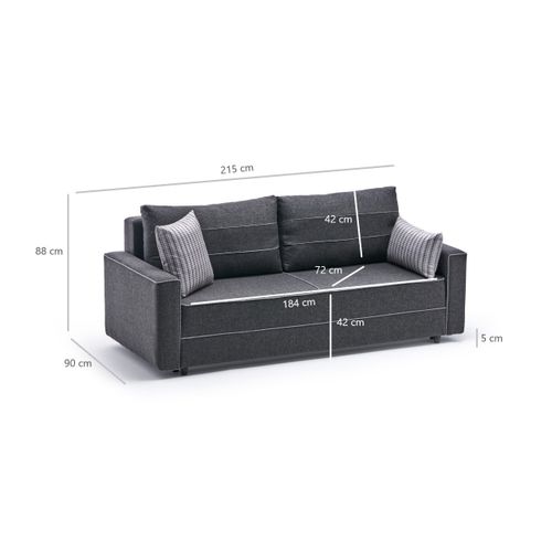 Ece - Anthracite Anthracite 3-Seat Sofa-Bed slika 8