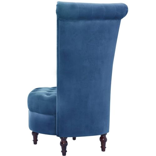 Stolica s visokim naslonom plava baršunasta slika 11