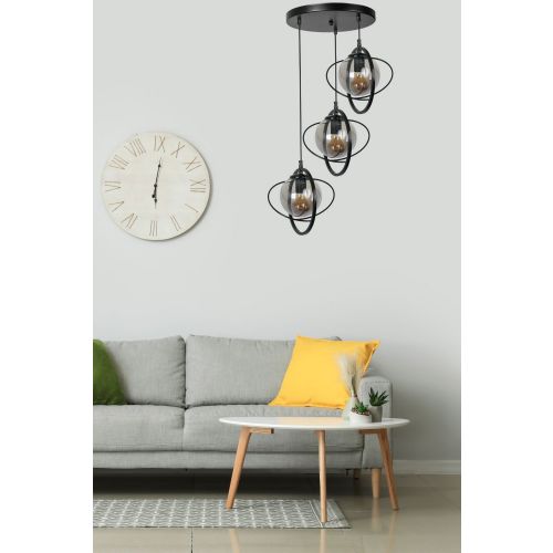 Nepal 3 Lü Tepsili Siyah Füme Camlı Sarkıt Black
Fume Chandelier slika 1