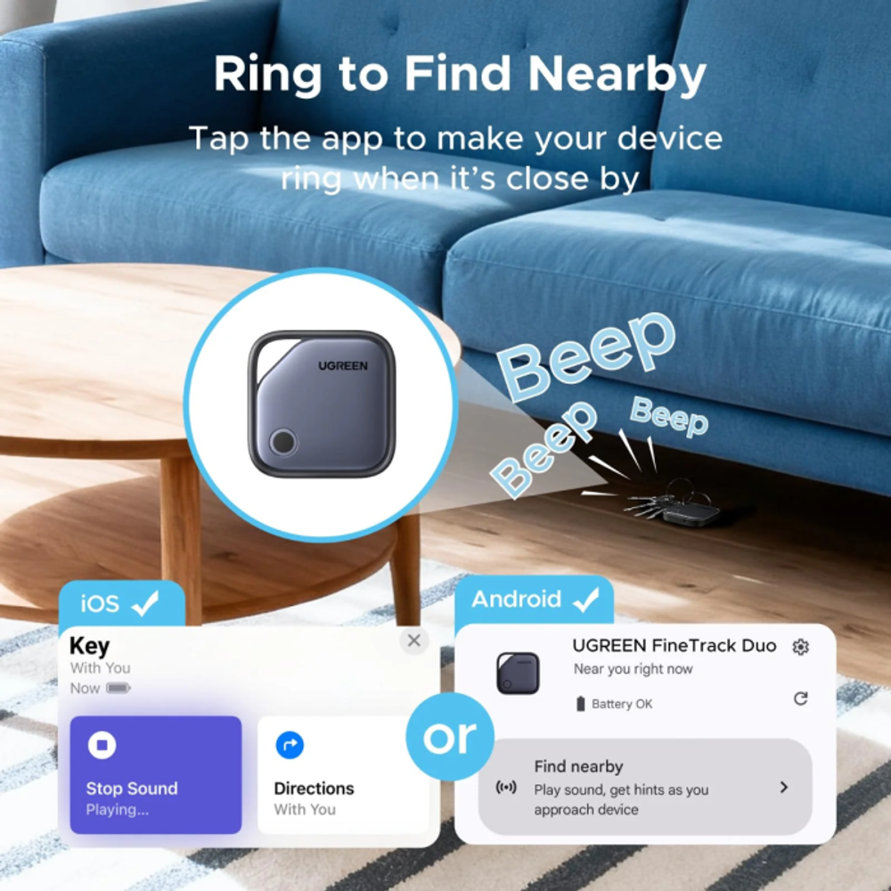 UGREEN Finder Pro Bluetooth sledilnik za iOS i Android, 4 kosa slika 9