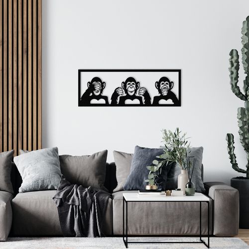 Three Monkeys-L Black Decorative Metal Wall Accessory slika 1