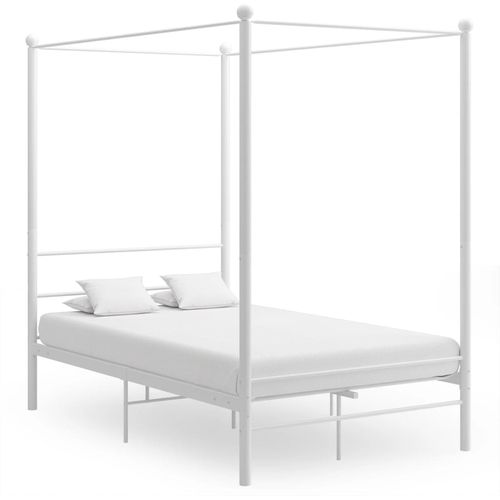 Okvir za krevet s nadstrešnicom bijeli metalni 120 x 200 cm slika 11