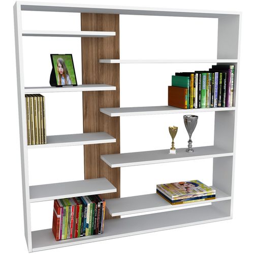 Woody Fashion Polica za knjige, Bijela boja Orah, Handy - White , Walnut slika 2