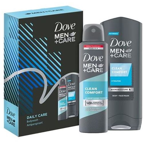 Dove Poklon paket za muškarce Clean Comfort shower gel 250 ml + dezodorans 150 ml slika 1
