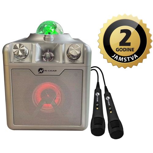 N-Gear karaoke Disco STAR 710, 50W, LED svjetla, LASER, 2*žič mikrofon, srebrni slika 1