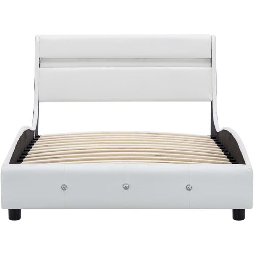 Okvir za krevet od umjetne kože s LED svjetlom bijeli 90x200 cm slika 4