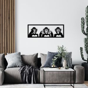 Three Monkeys-L Black Decorative Metal Wall Accessory