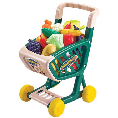 Dječja kolica za kupovinu - Set povrća i voća - Zelena boja slika 2