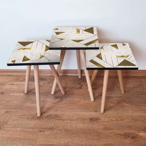 Nesting Table 3Shp231 - Bijela i Zlatna (3 Komada)