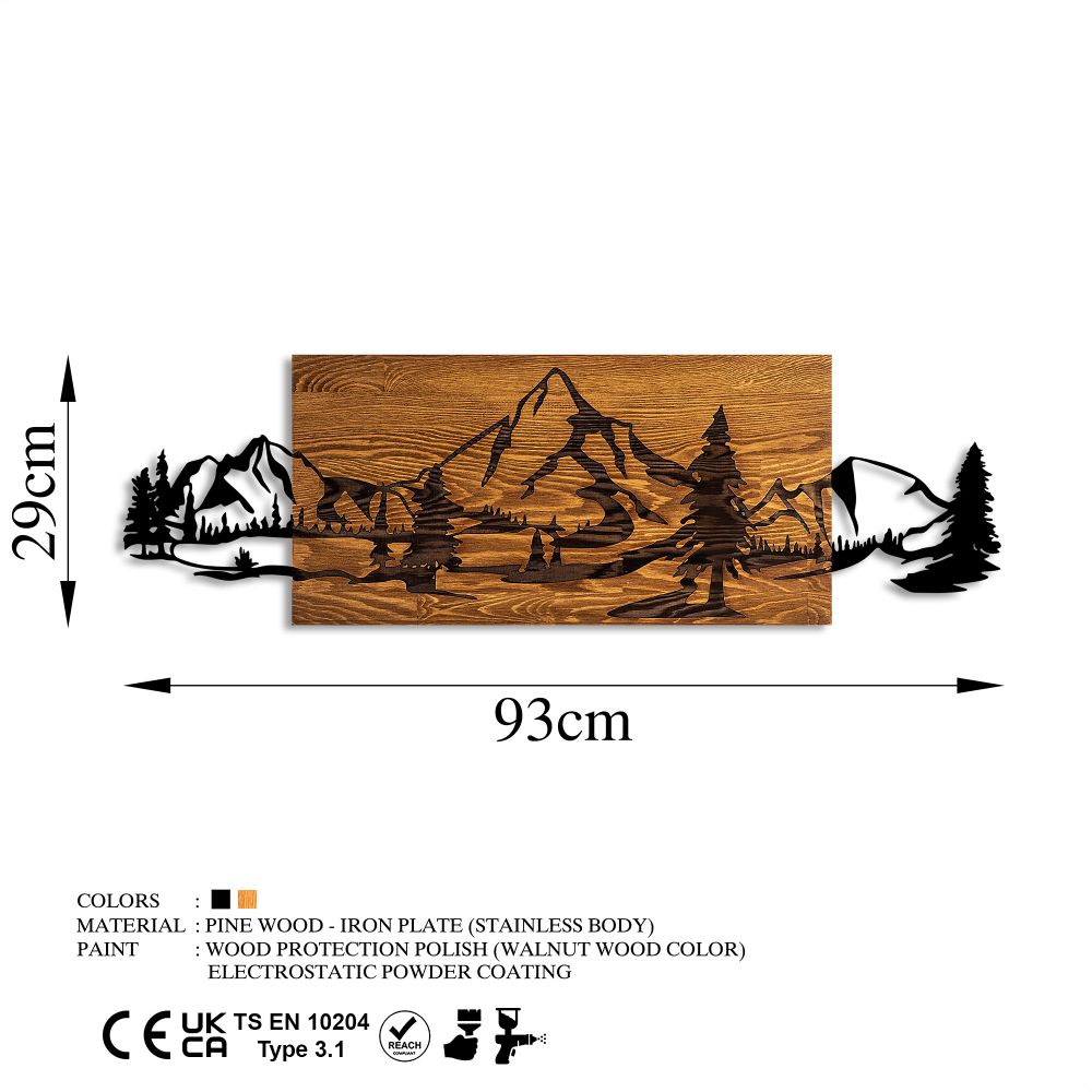 Dekorativni Drveni Zidni Ukras 'Mountain Range Walnut' u Crnoj Boji slika 6