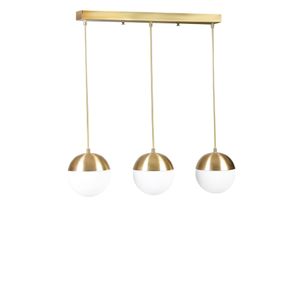 Küre 3 Lü Sıralı Eskitme Beyaz Camlı Sarkıt Gold Luster
