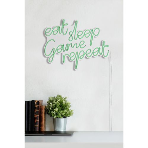 Wallity Ukrasna plastična LED rasvjeta, eat sleep game repeat - Green slika 4