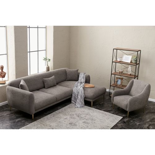 Atelier Del Sofa Kutna garnitura na razvlačenje, Sivo Zlato, Simena Right - Grey slika 3