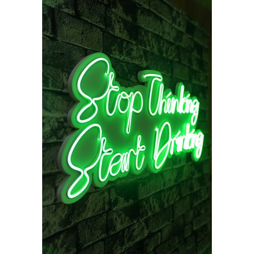 Wallity Ukrasna plastična LED rasvjeta, Stop Thinking Start Drinking - Green slika 1