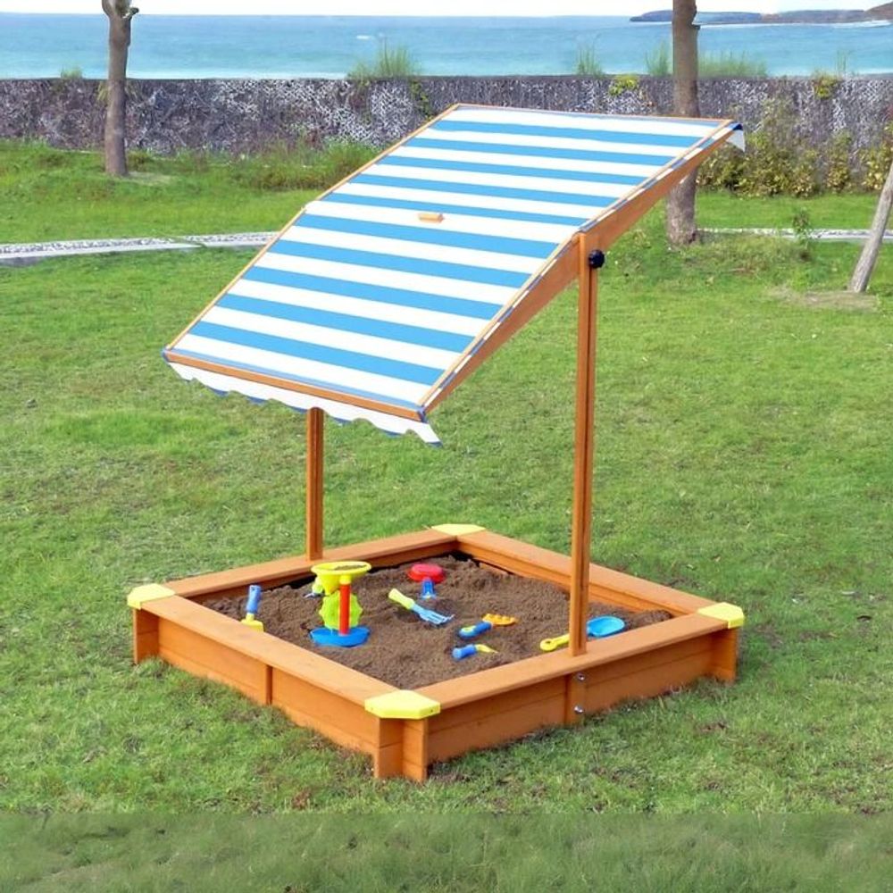 Kinder Home Drveni pješčanik sa podesivom tendom, 118х118cm slika 5
