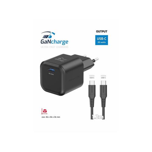 SWISSTEN punjač za AC220, GaN, 20W, 1xUSB-C, 3A, crni + USB-C kabel slika 3