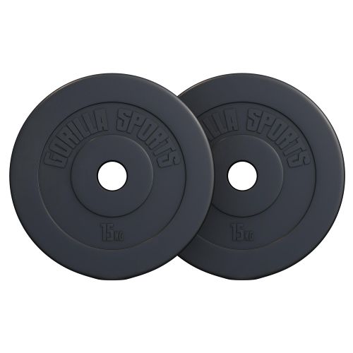 Set plastičnih olimpijskih tegova 30 kg (2 x 15 kg) slika 2