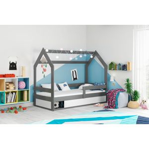 Drveni dječji krevet House sa spremištem - 160x80cm - Grafit siva
