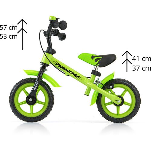 Milly Mally dječji bicikl Dragon bez pedala s kočnicom zeleno-crni slika 2