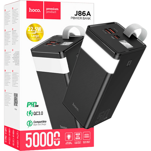 hoco. Punjač prijenosni sa lampom, 50000mAh, brzi QC/PD, 3A - J86A Powermaster slika 1