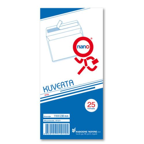 Kuverte 110x230 mm ABT strip, bijela, 25/1 slika 1