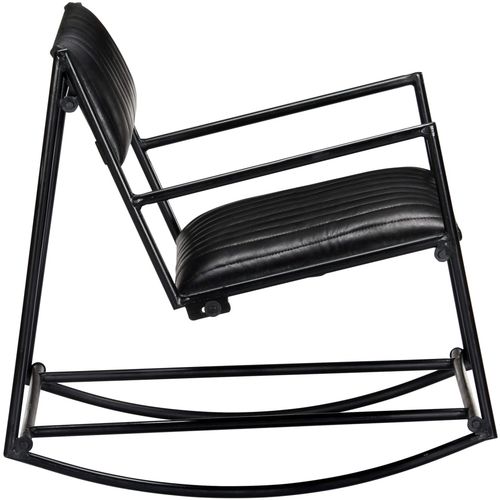 282905 Rocking Chair Black Real Leather slika 4